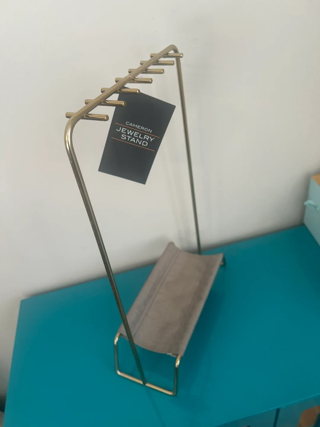 ✨NEW Jewelry Stand – Gold Frame with Fabric Tray