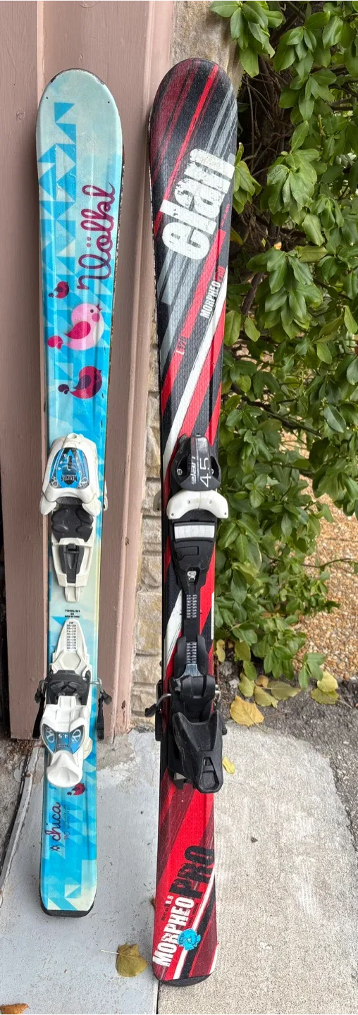 Volkl Chica 110cm & Elan Morpheo Pro 120cm Skis