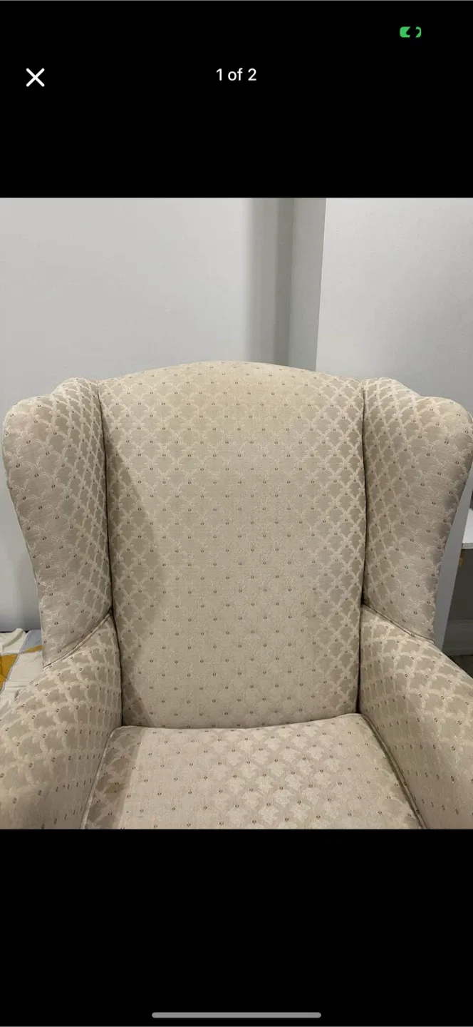 Wingback Armchair - Beige Patterned Fabric image indicator(2)