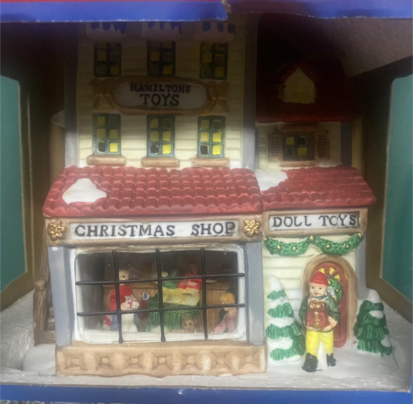 Holiday Expressions Lighted Glass Window Christmas Toy Shop