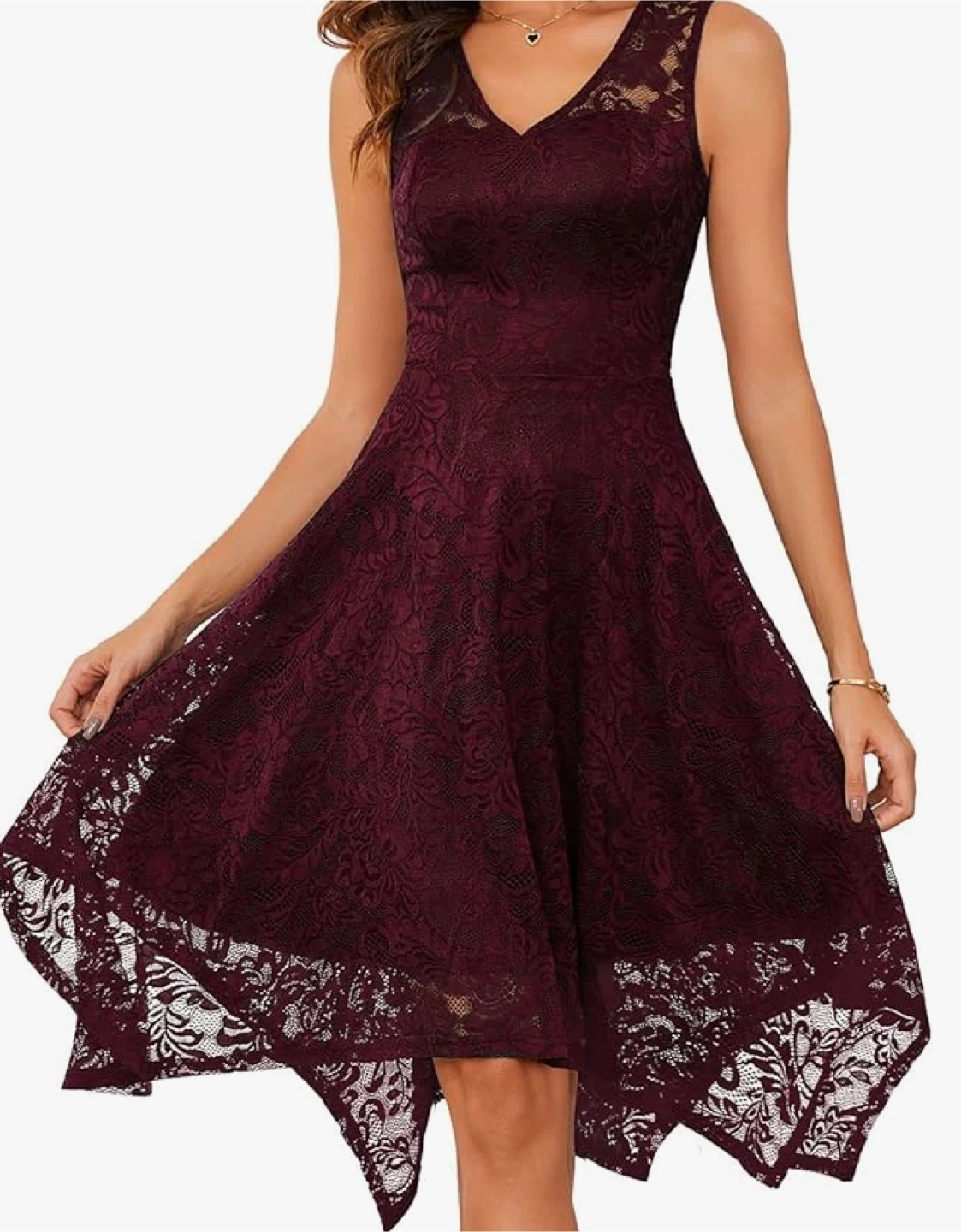 Vintage Lace Sleeveless Hi-Lo dress