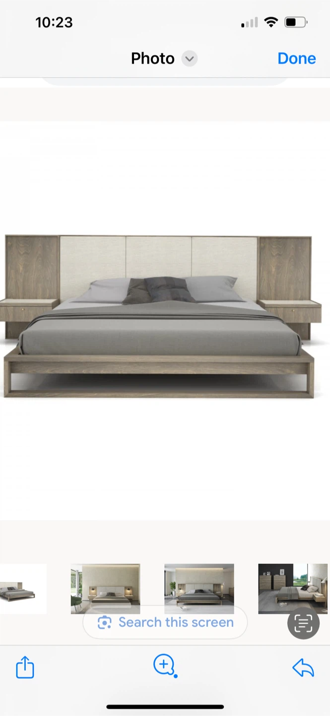 Modern Platform Bed with Attached Nightstands