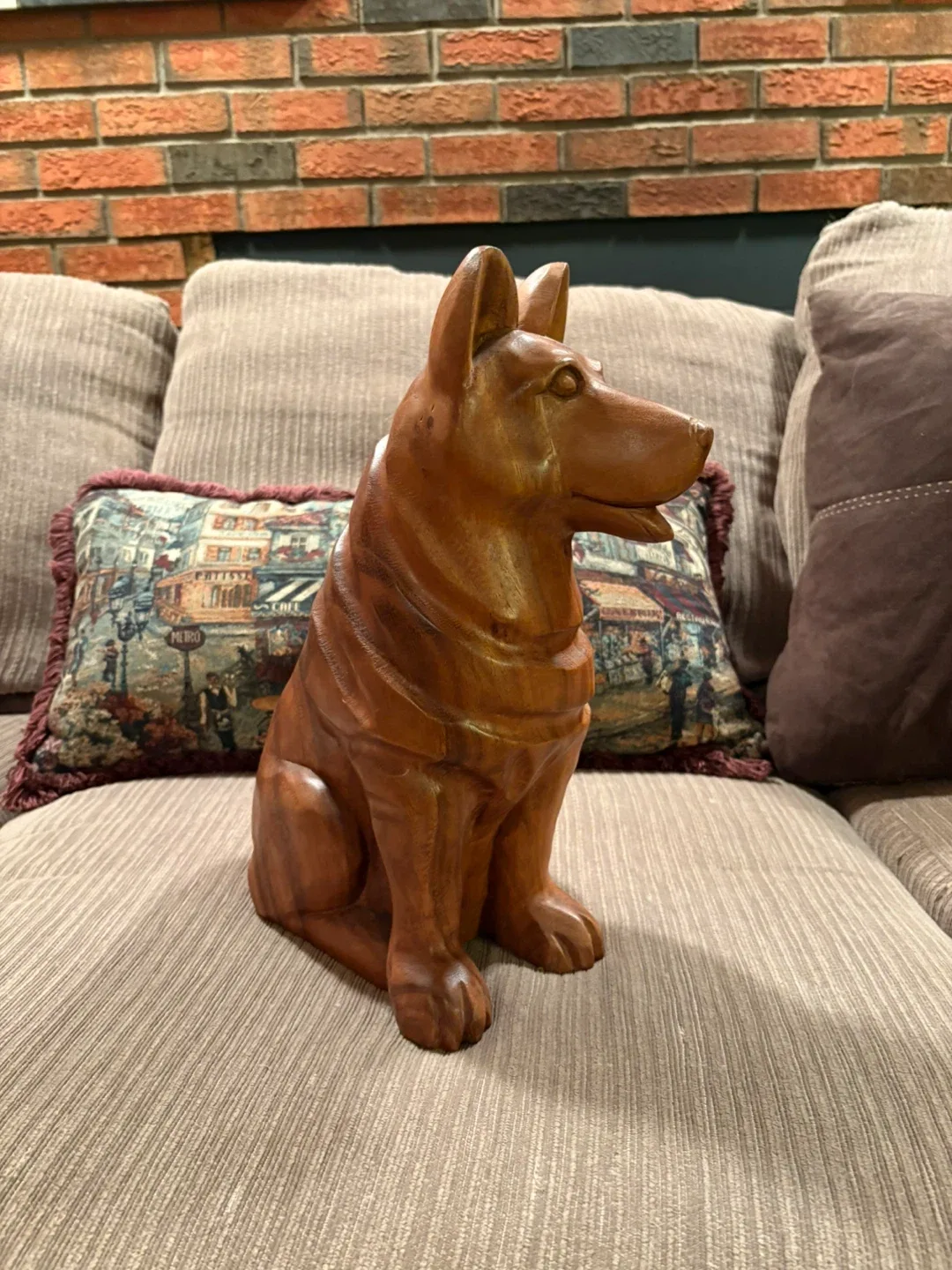 Wooden Dog Sculpture