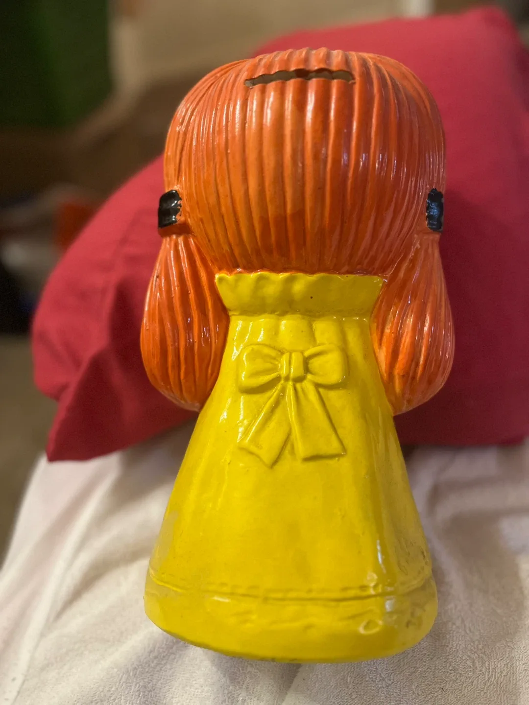 Vintage Ceramic Girl Figurine Coin Bank image indicator(2)