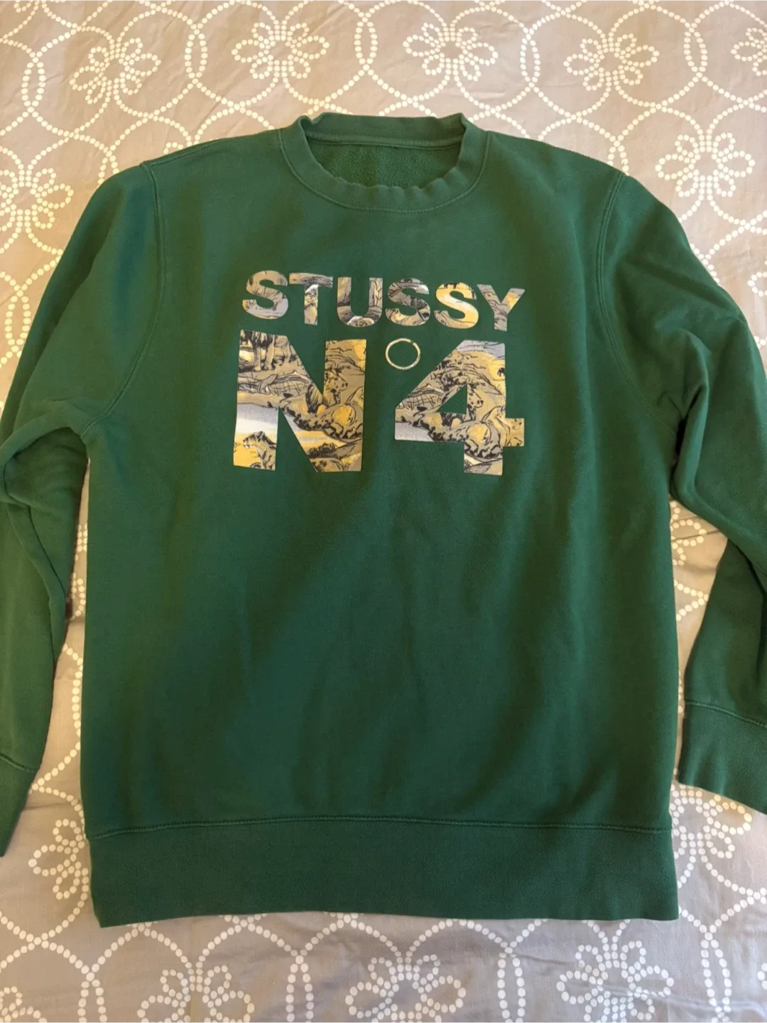 Stussy N°4 Green Crewneck Sweatshirt