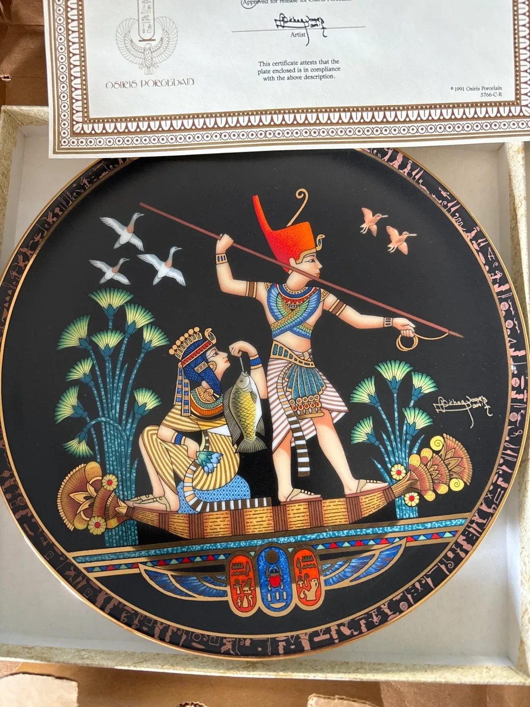 Osiris Porcelain 'Fishing on the Nile' Plate image indicator(2)