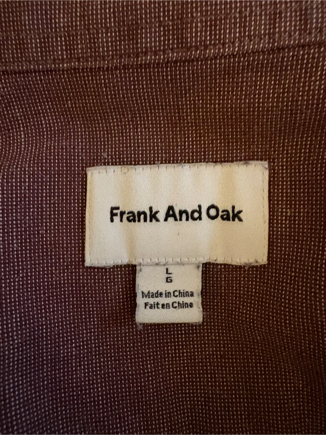 Frank And Oak Long Sleeve Shirt - Size L