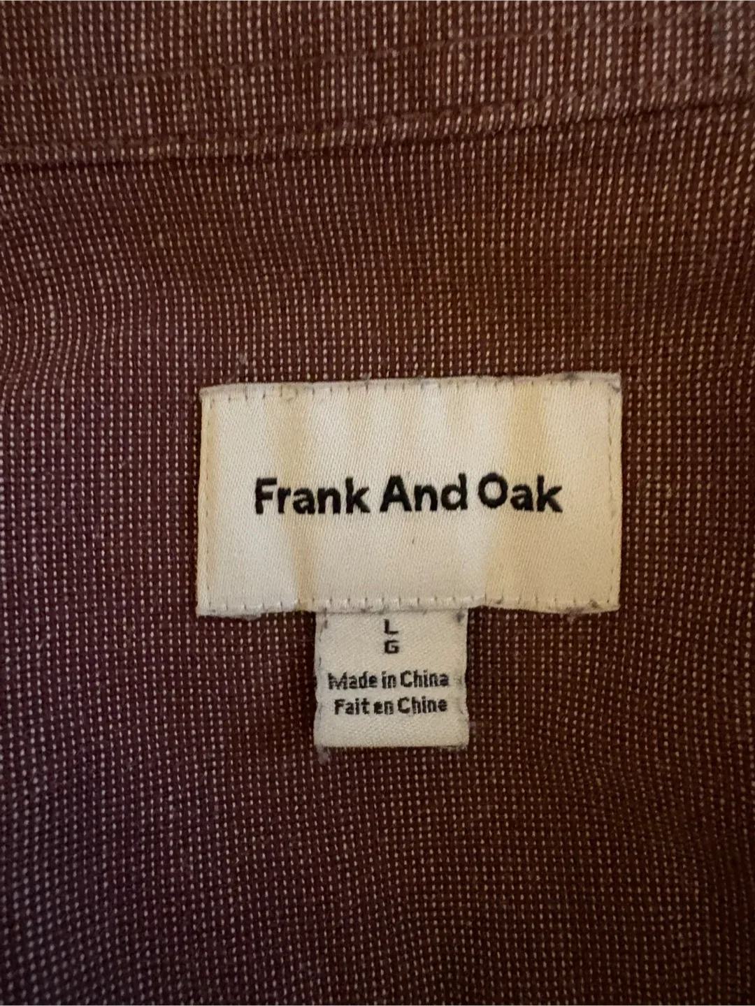 Frank And Oak Long Sleeve Shirt - Size L