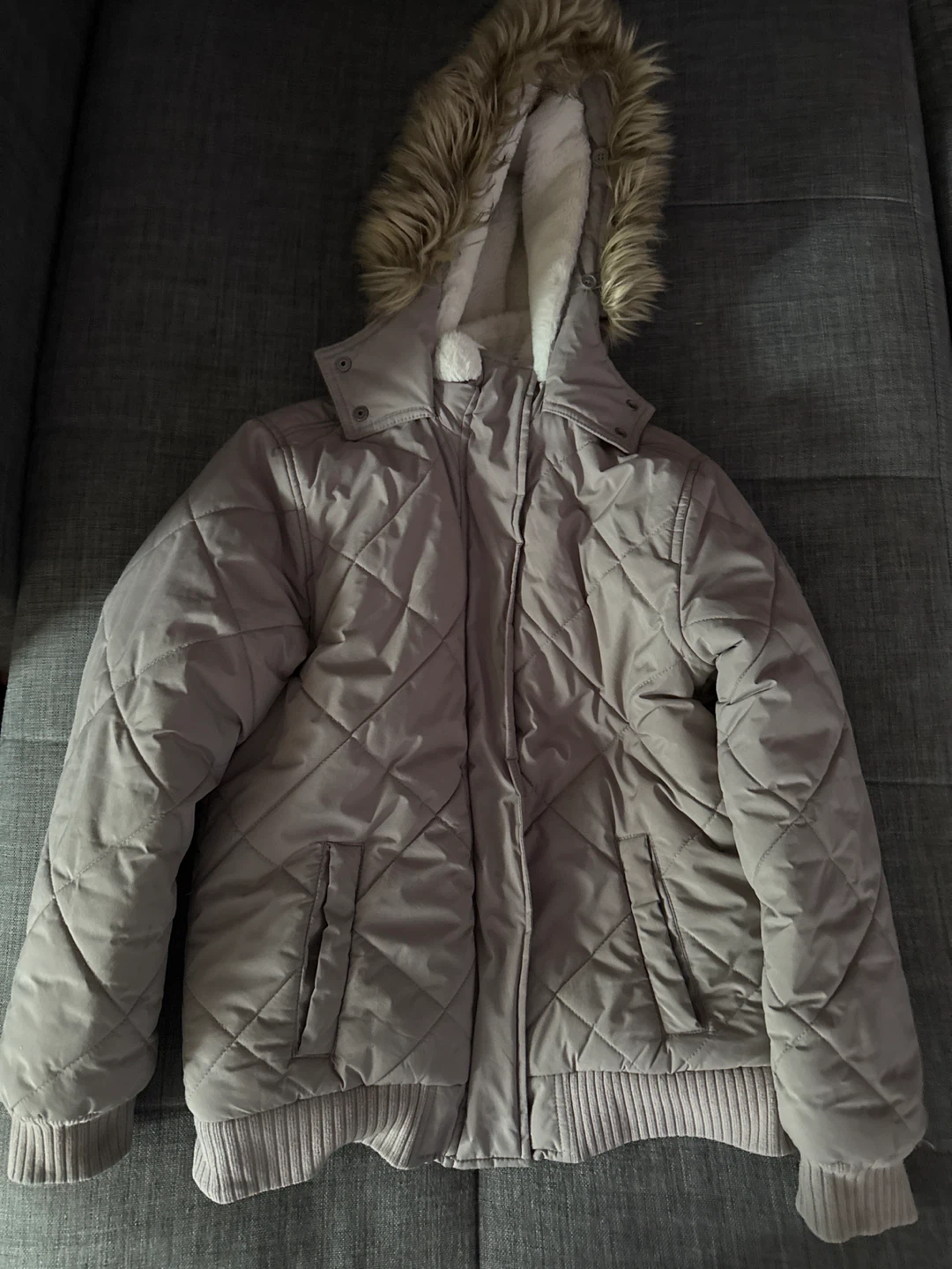 Girl's Abercrombie Puffer Jacket with Faux Fur Hood