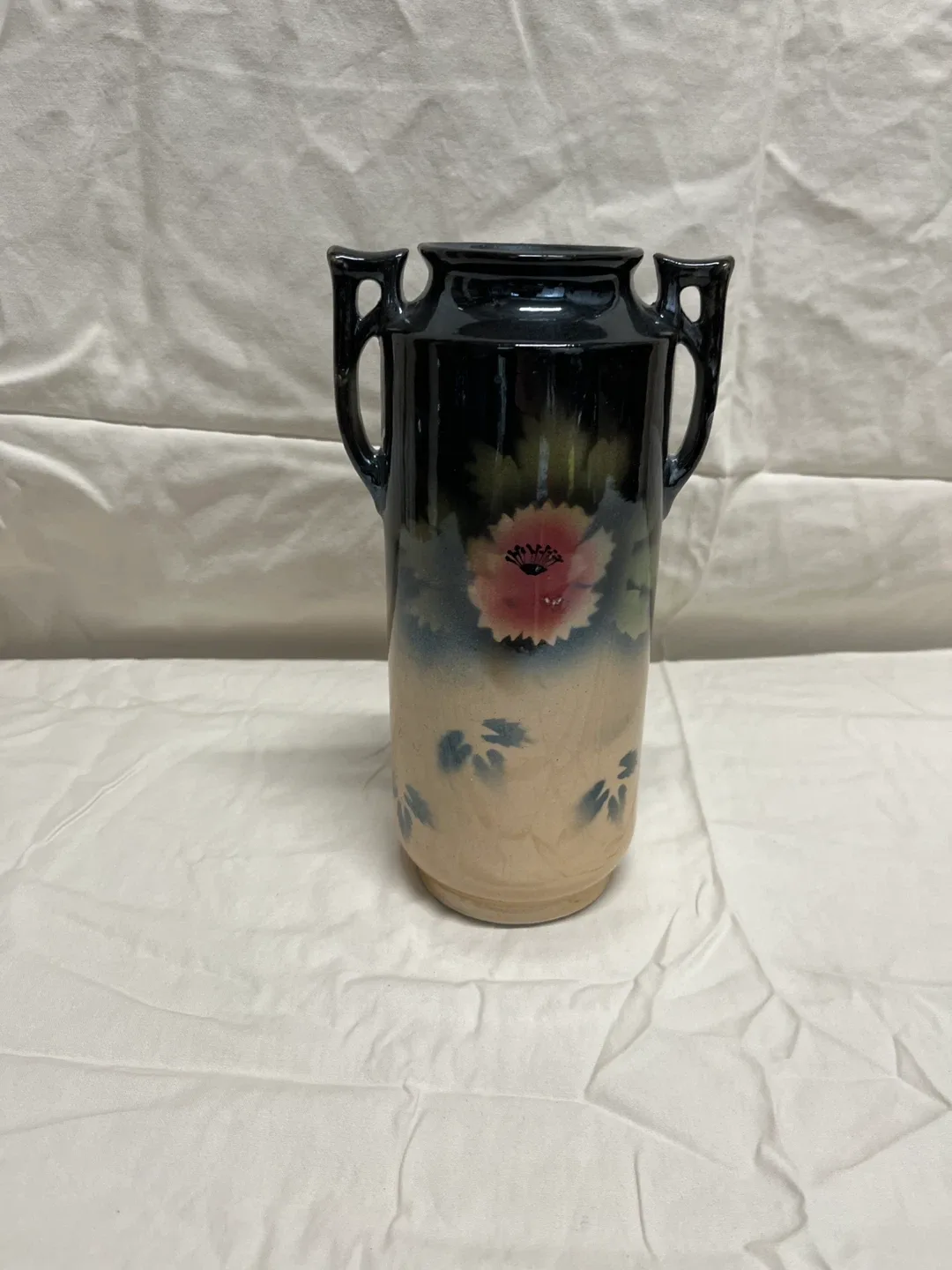 Vintage Floral Vase with Handles