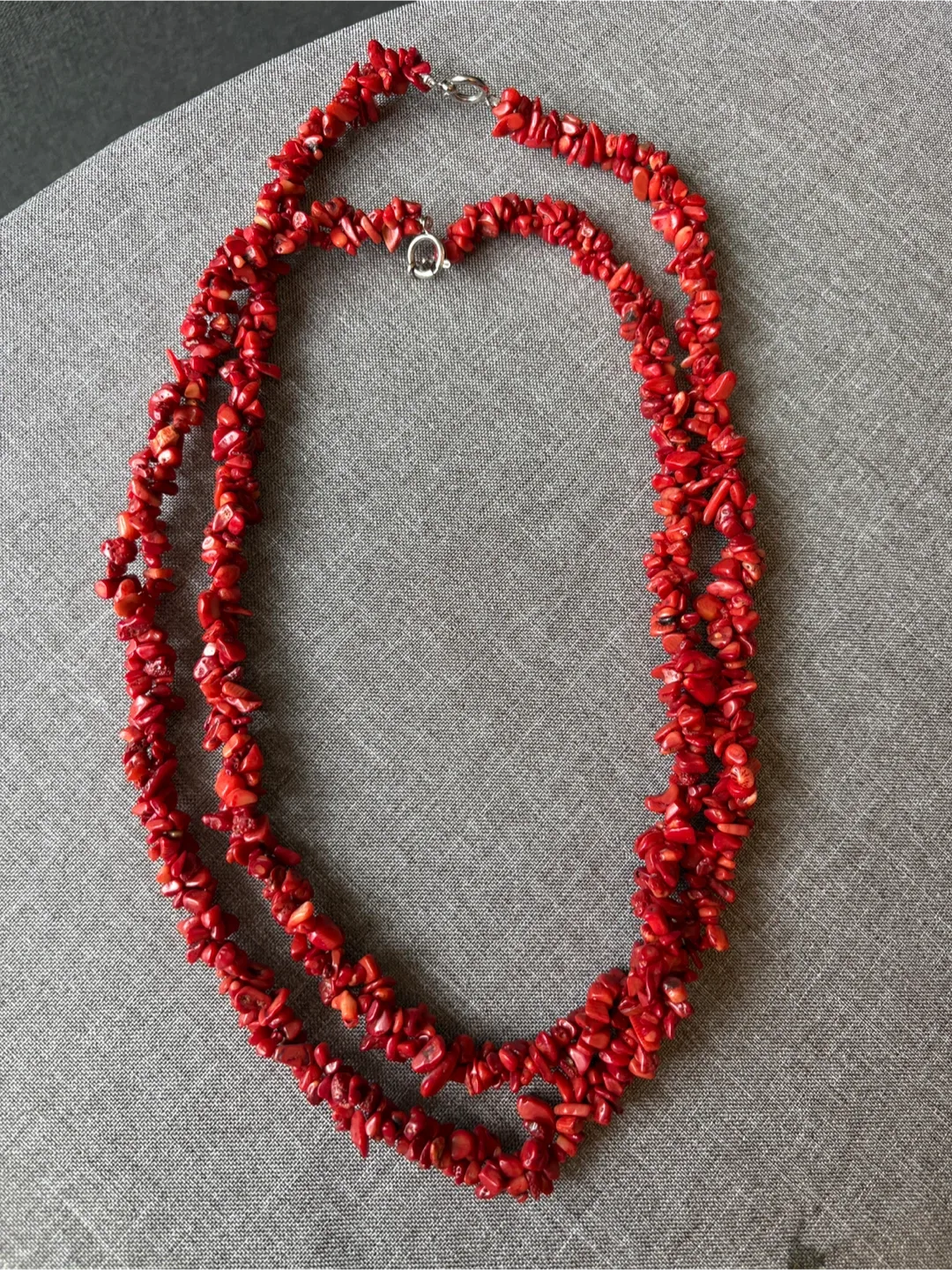 Set of 2 Coral Chip Necklaces - Red