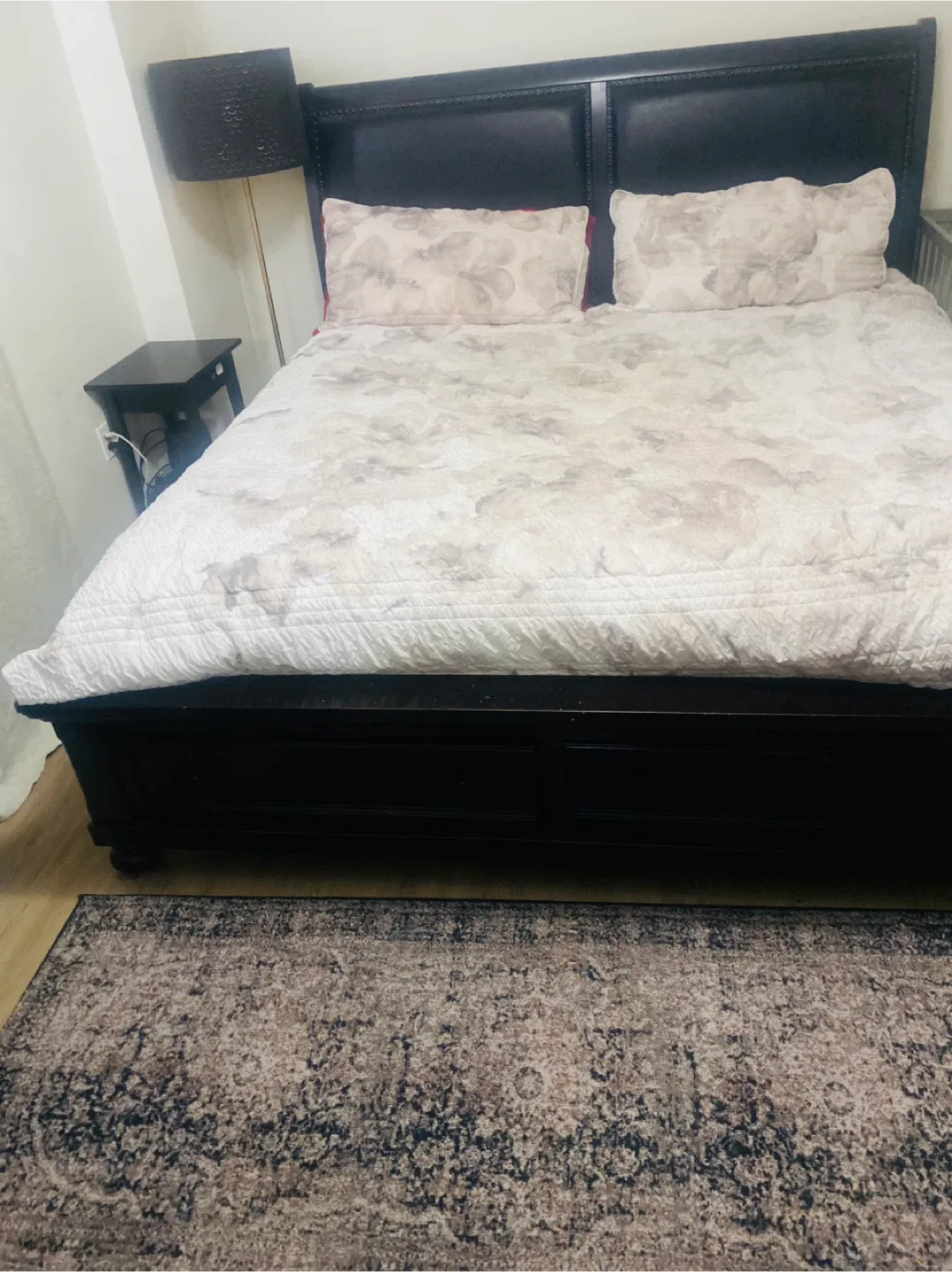 Black Bed Frame with Storage