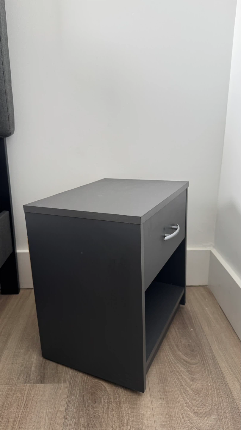 Black Nightstand with Drawer