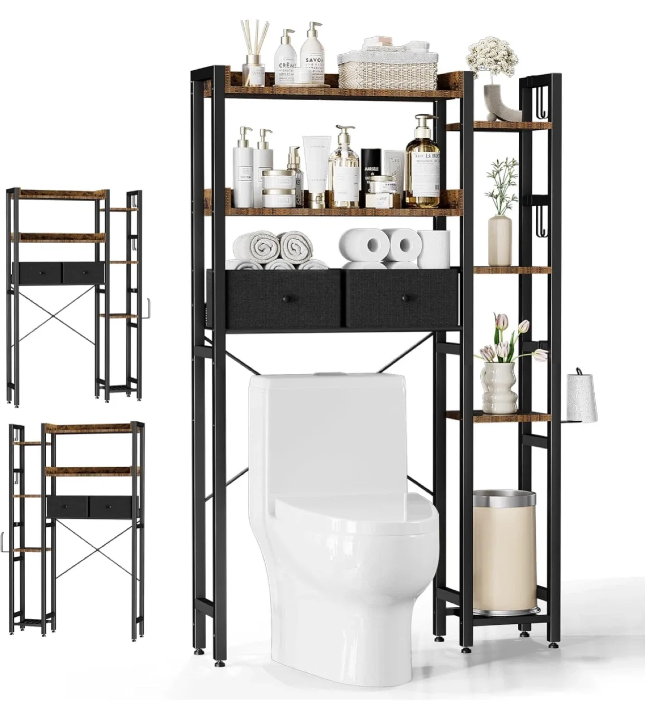 LUXSPIRE Over-the-Toilet Storage Shelf - Brown image indicator(5)