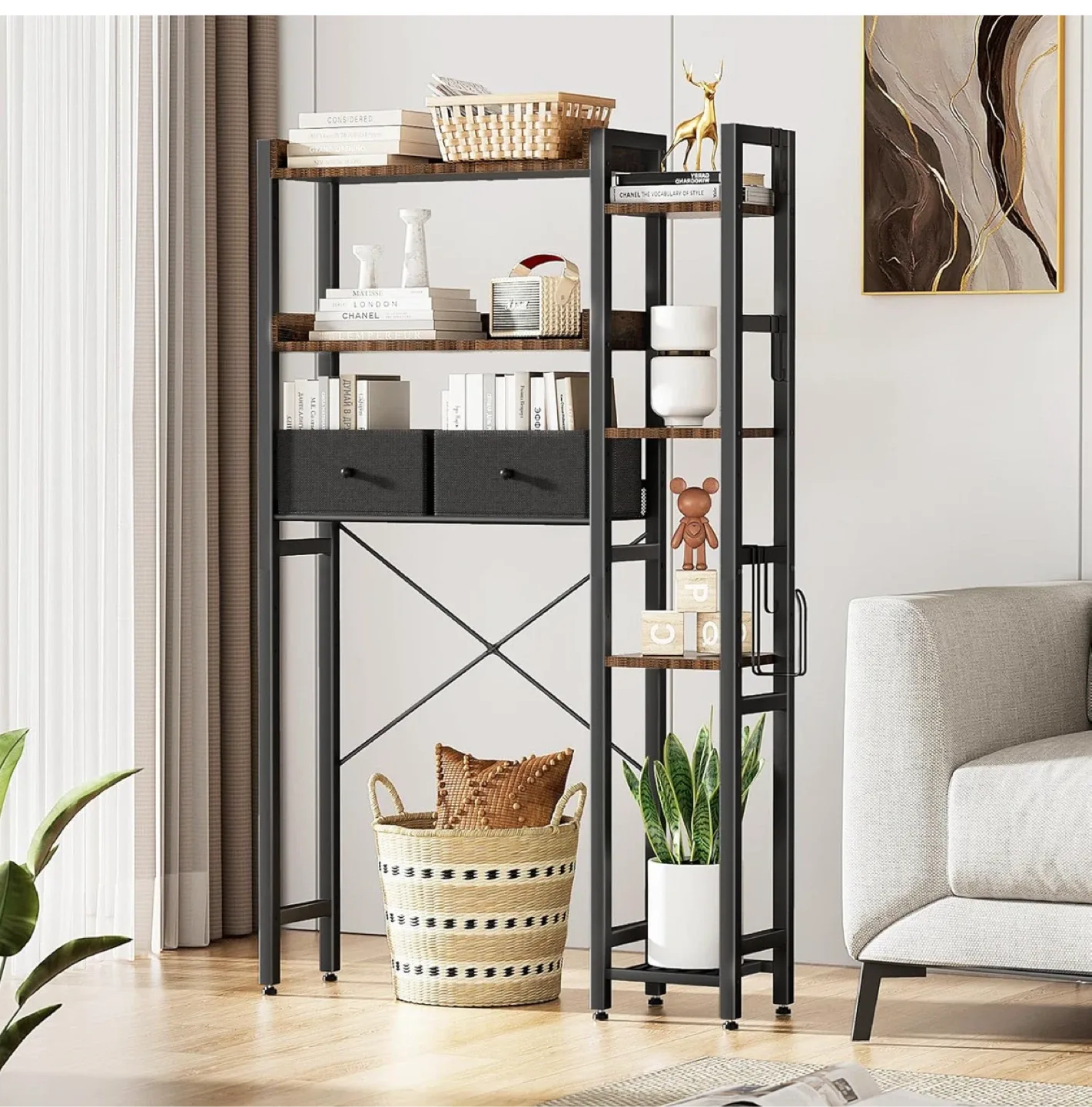 LUXSPIRE Over-the-Toilet Storage Shelf - Brown image indicator(3)