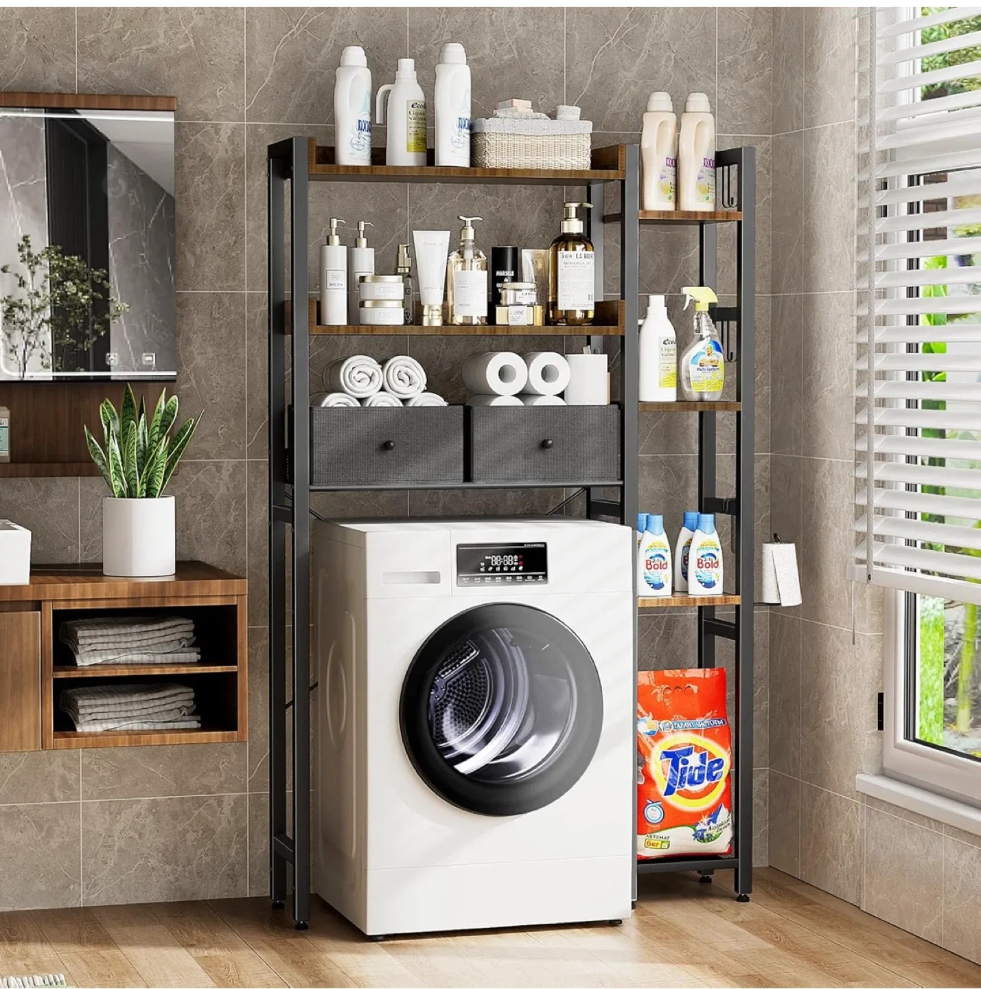 LUXSPIRE Over-the-Toilet Storage Shelf - Brown image indicator(4)