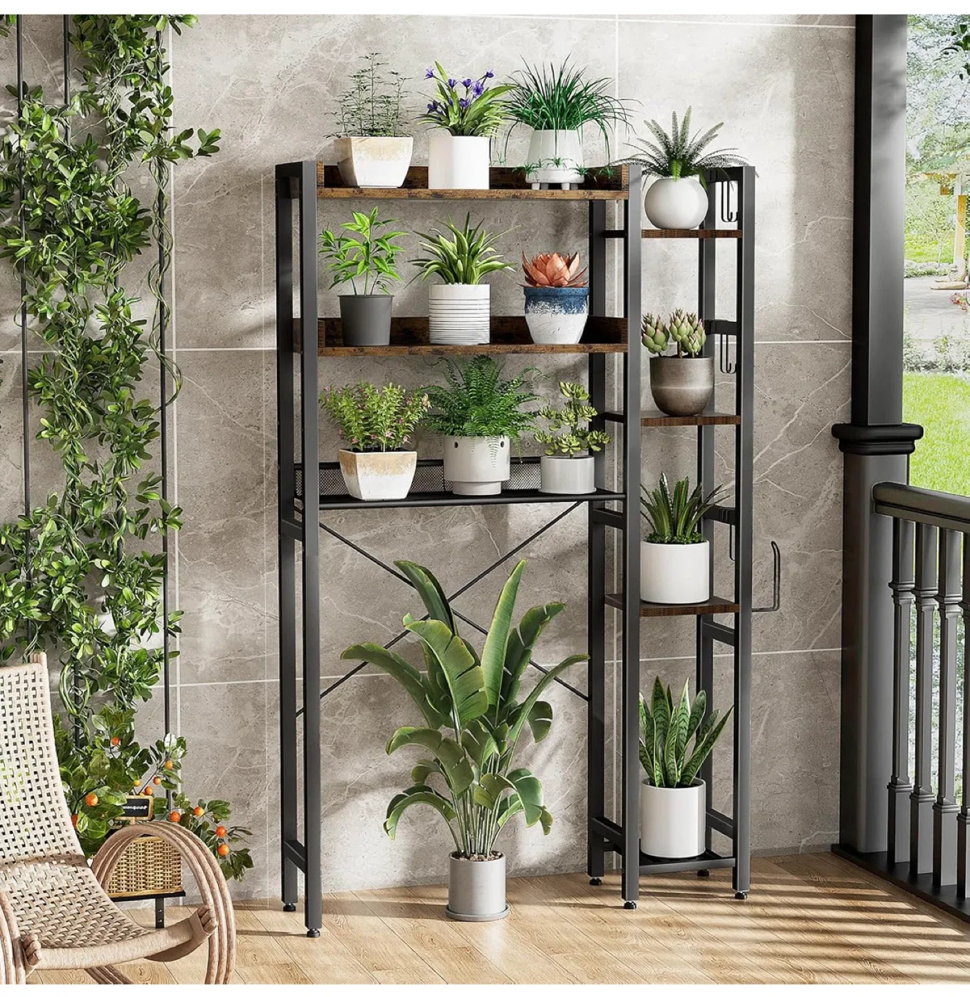 LUXSPIRE Over-the-Toilet Storage Shelf - Brown image indicator(2)