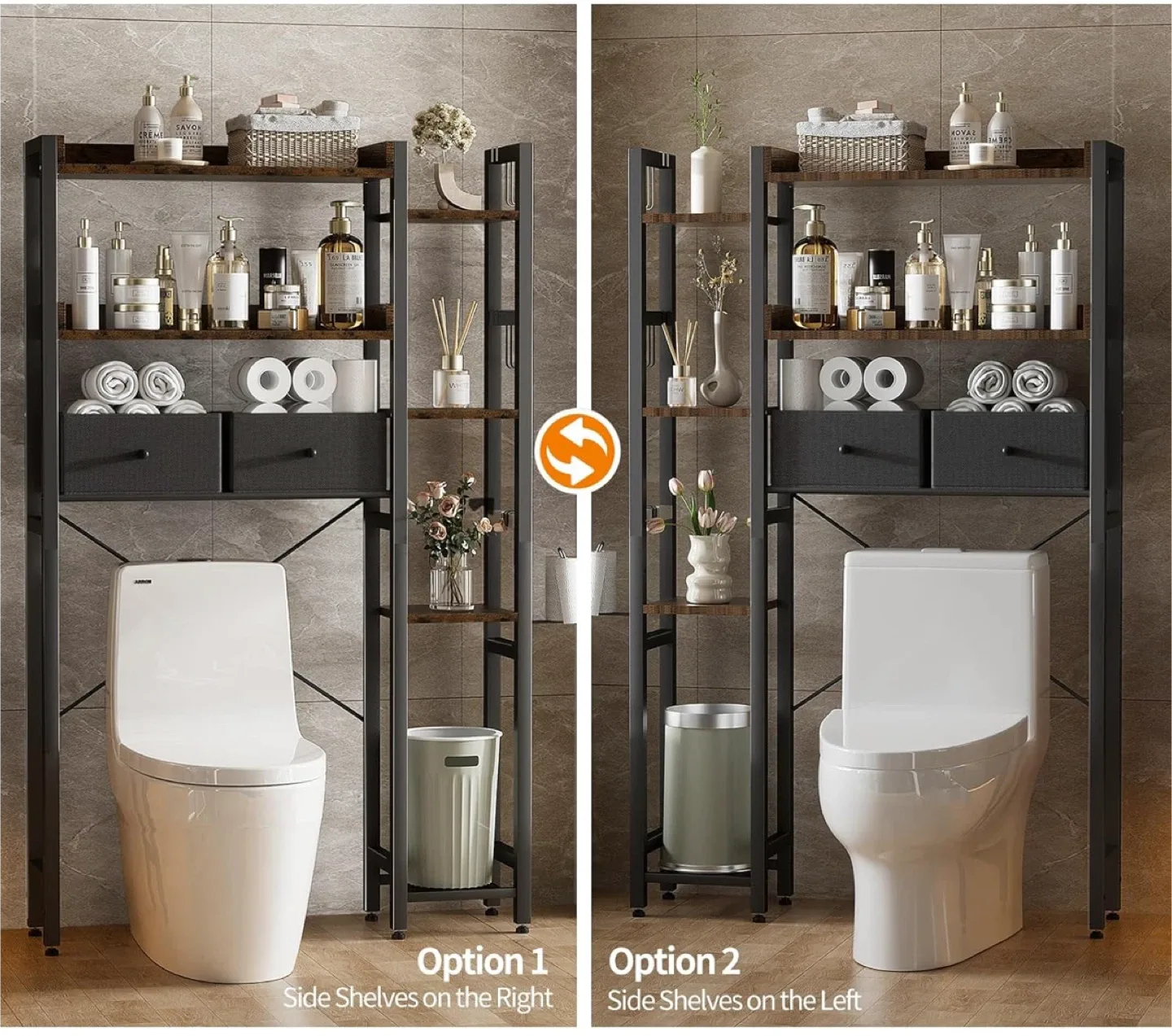 LUXSPIRE Over-the-Toilet Storage Shelf - Brown image indicator(7)