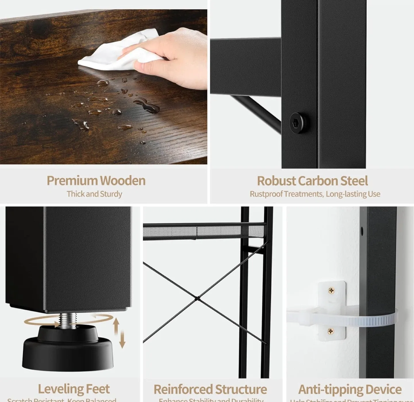 LUXSPIRE Over-the-Toilet Storage Shelf - Brown image indicator(8)