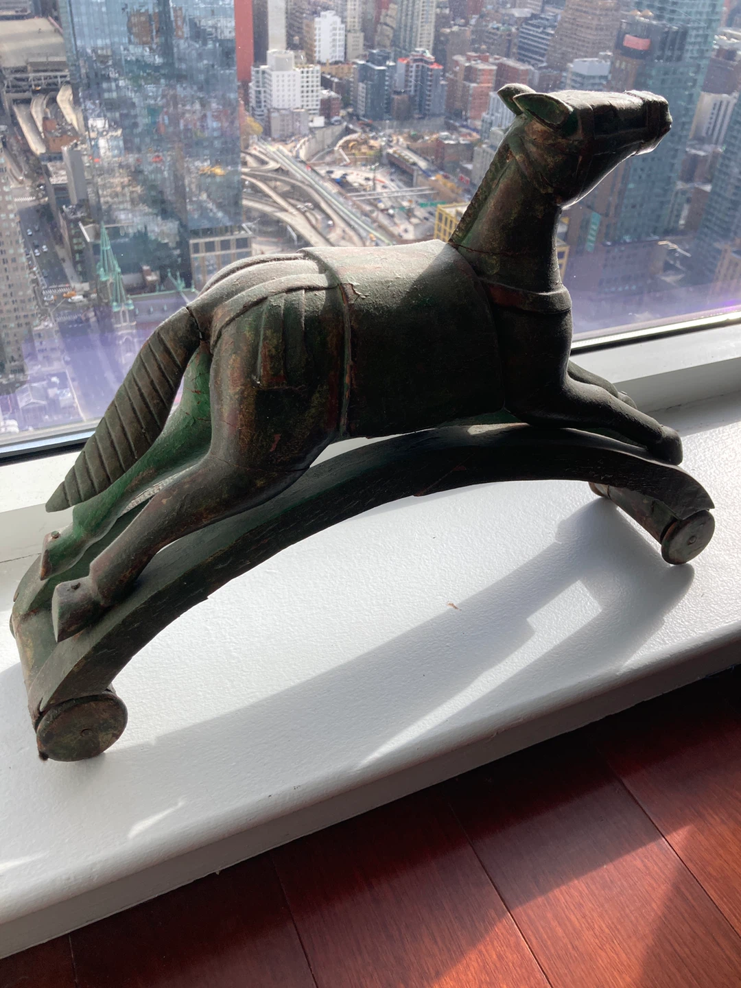 13.5 in high x 20 in long Vintage Wooden  Horse Decor