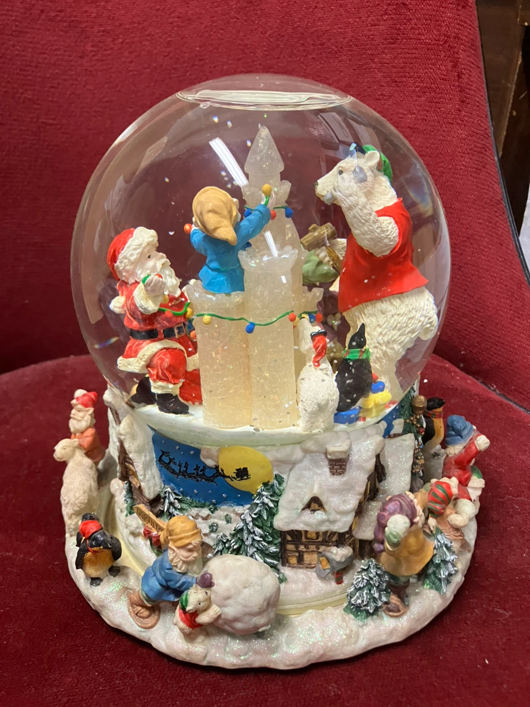 Christmas Snow Globe with Santa and Polar Bear