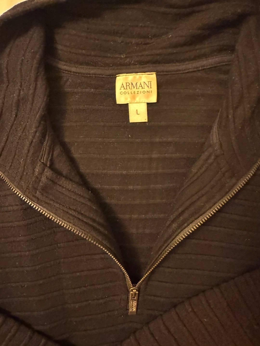 Armani Collezioni Black Zip Sweater - Size L