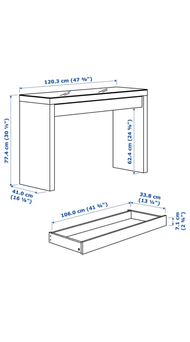 💜$69…PICK-UP WEEKEND Ikea-Malm desk/laptop/console/vanity table image indicator(8)