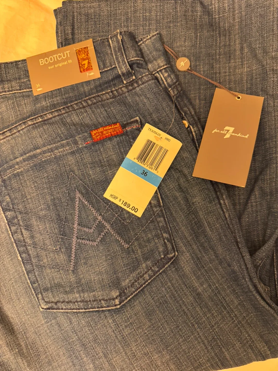 7 For All Mankind Bootcut Jeans - Size 36, New thumbnail