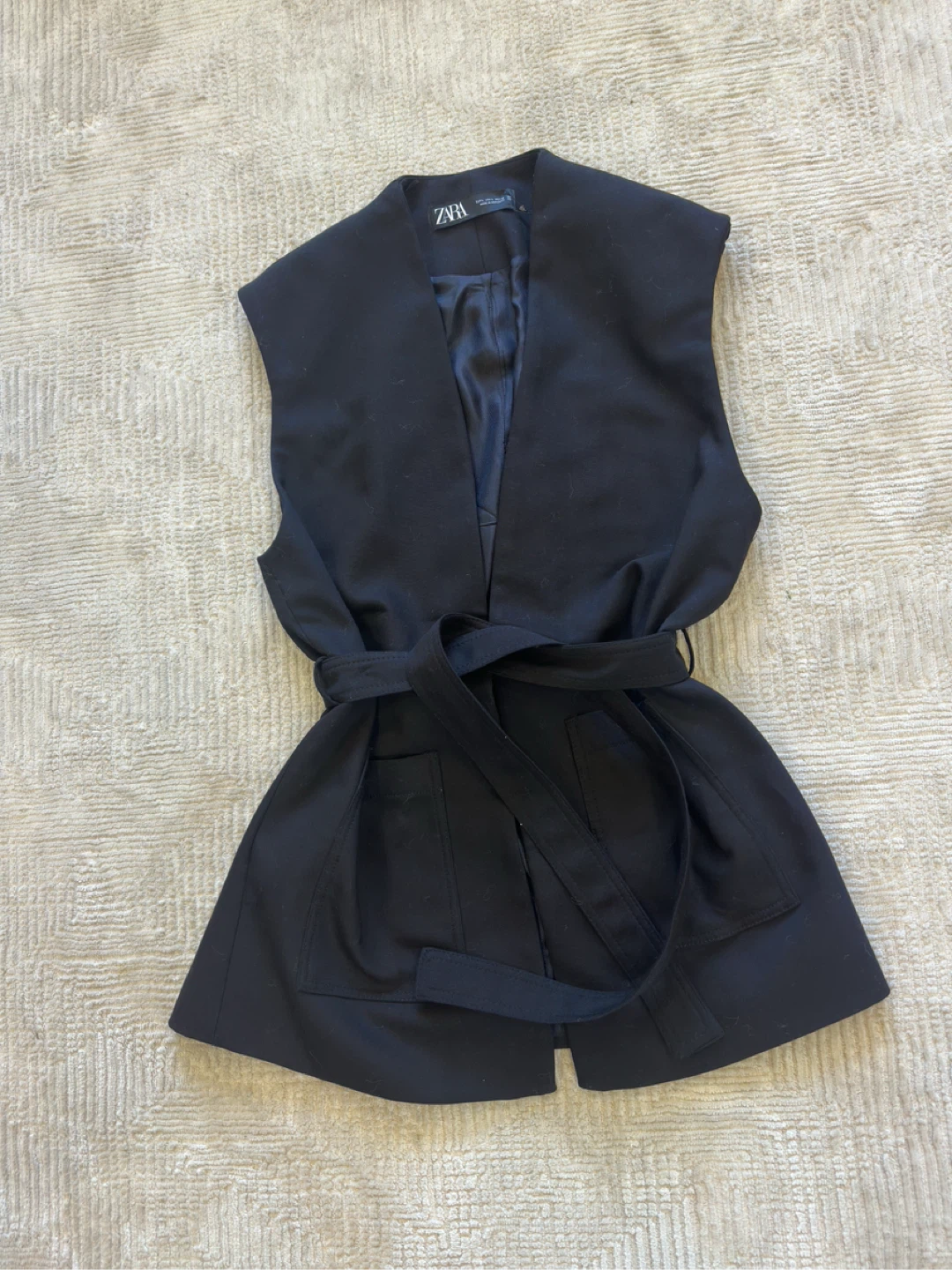 New Zara Black Sleeveless Blazer Vest - Size L - photo 2