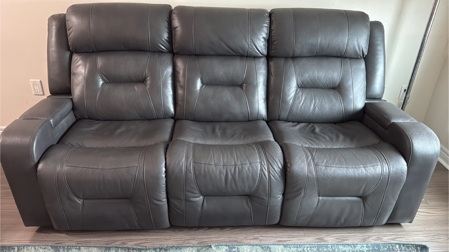 Ryker 82.5" Faux Leather Reclining Sofa - Grey