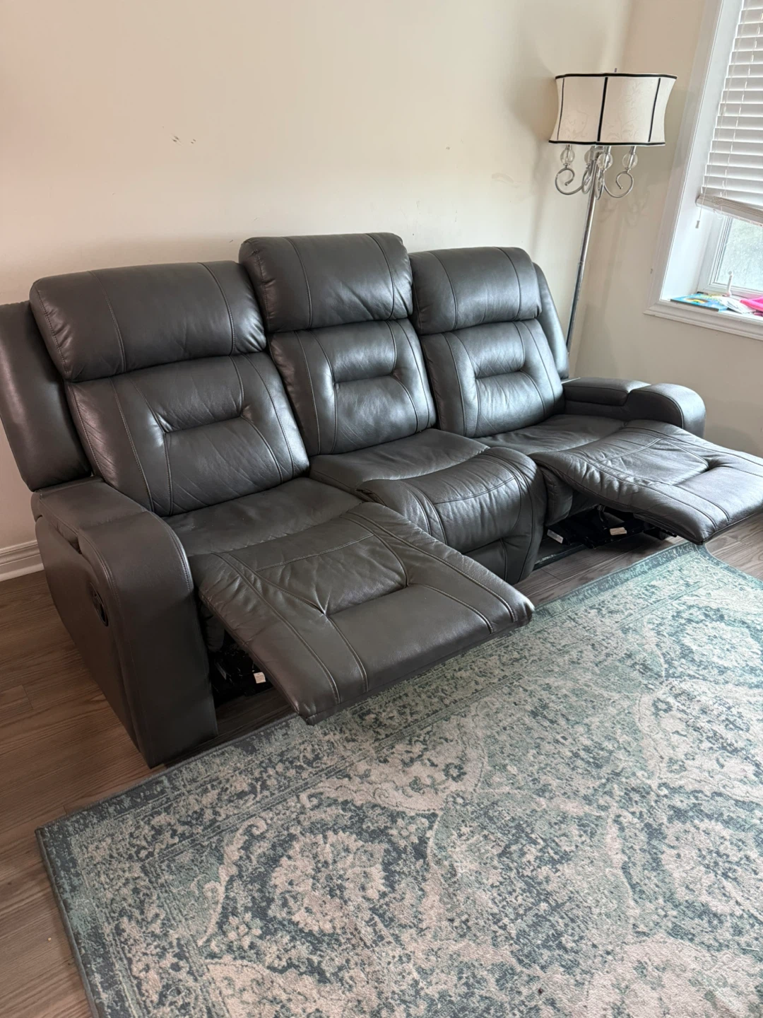 Ryker 82.5" Faux Leather Reclining Sofa - Grey - photo 2