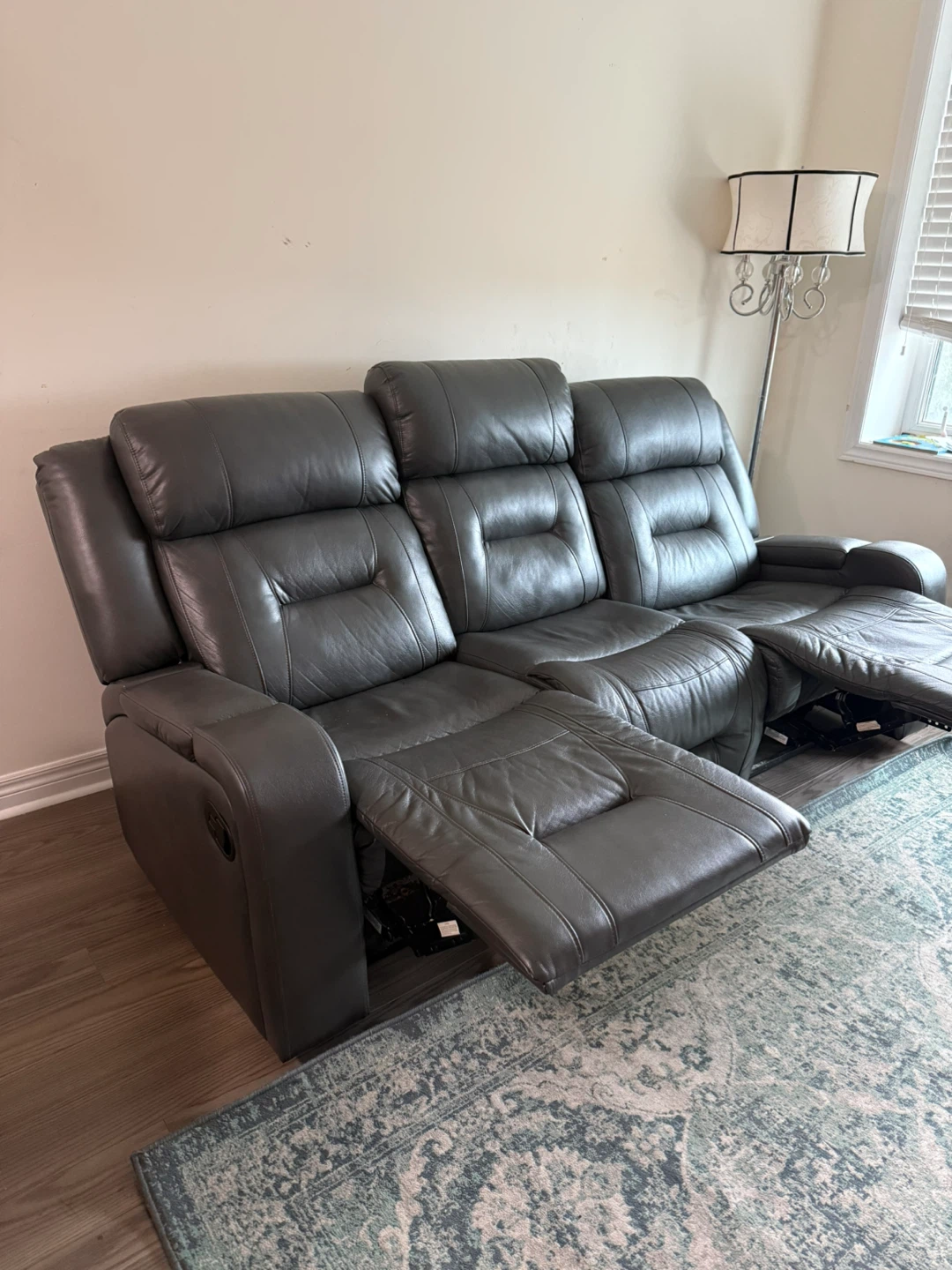 Ryker 82.5" Faux Leather Reclining Sofa - Grey - photo 3