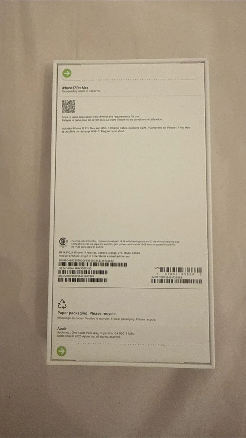 New iPhone 17 Pro Max 2TB Cosmic Orange image indicator(5)