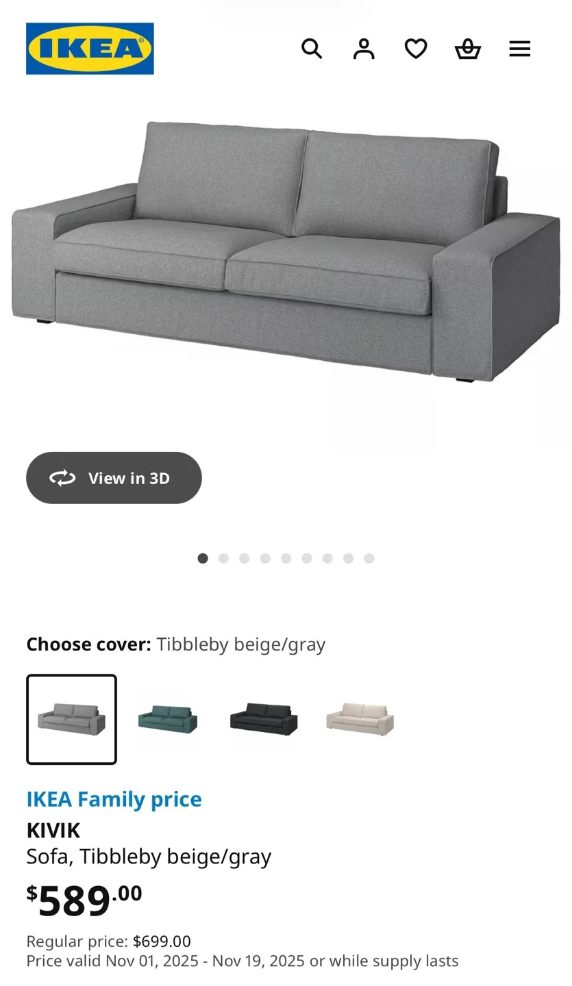 IKEA Kivik Sofa, Tibbleby Beige/Gray image indicator(5)