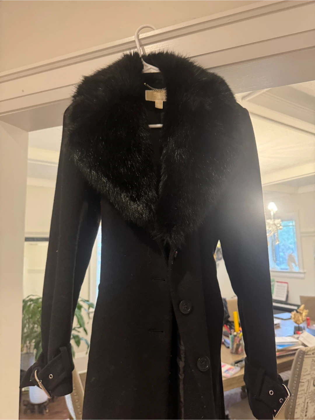 Michael Kors Black Wool Blend Coat