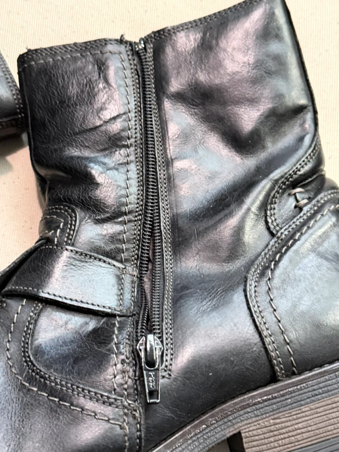 Black Leather Motorcycle Boots made in Italy by Bata image indicator(5)