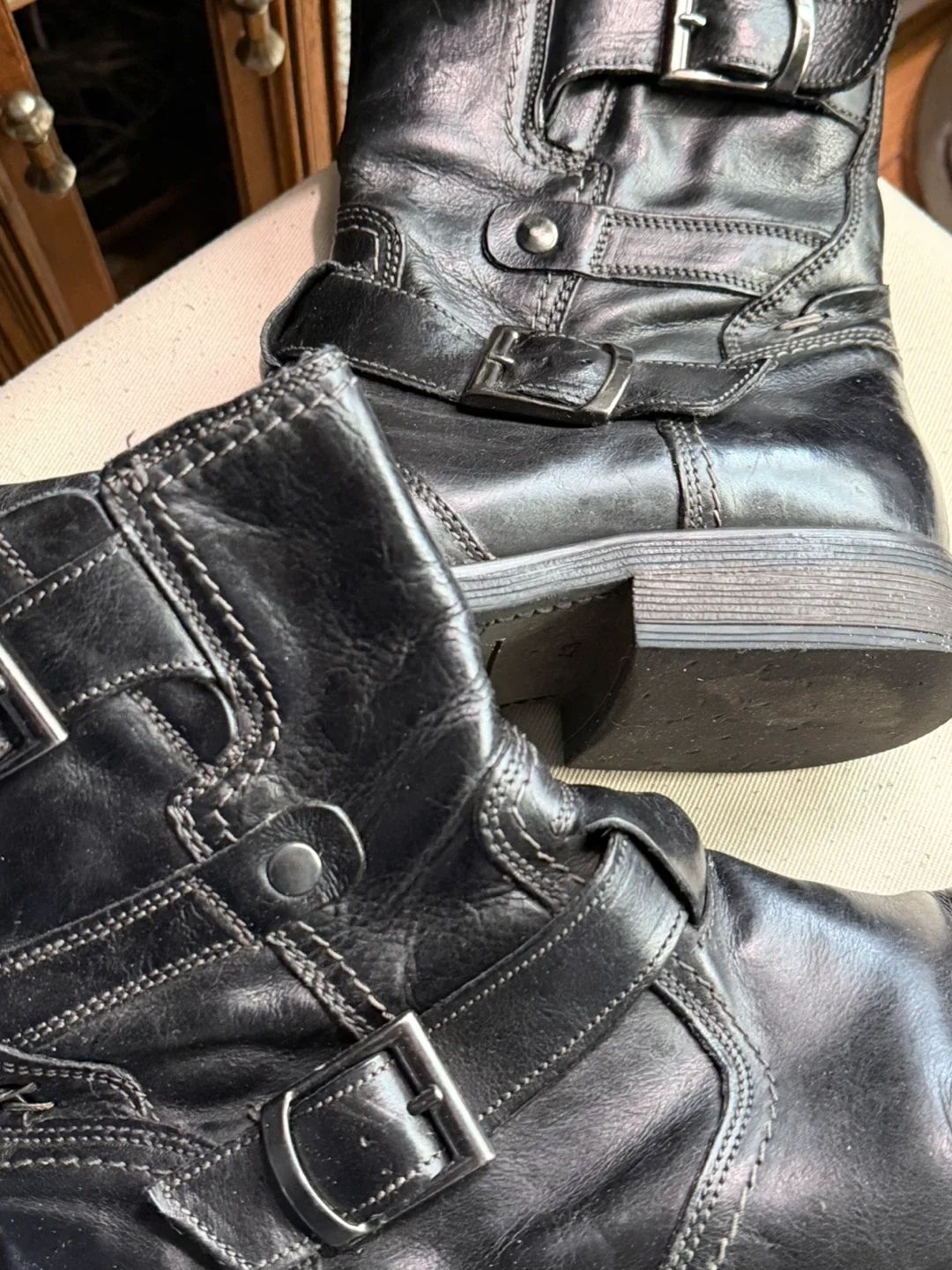 Black Leather Motorcycle Boots made in Italy by Bata image indicator(4)