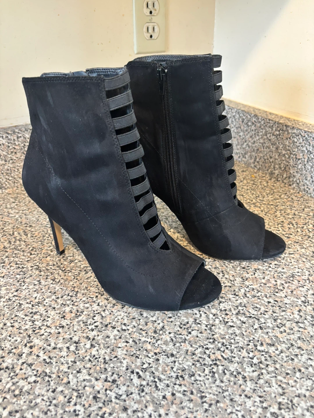 Black Peep-Toe Ankle Boots - photo 2