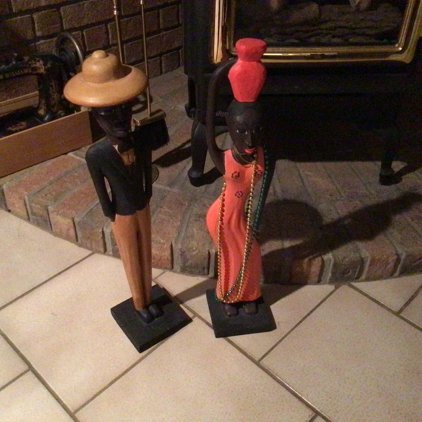 African Wood Carved Figurines - Set of 2 image indicator(2)