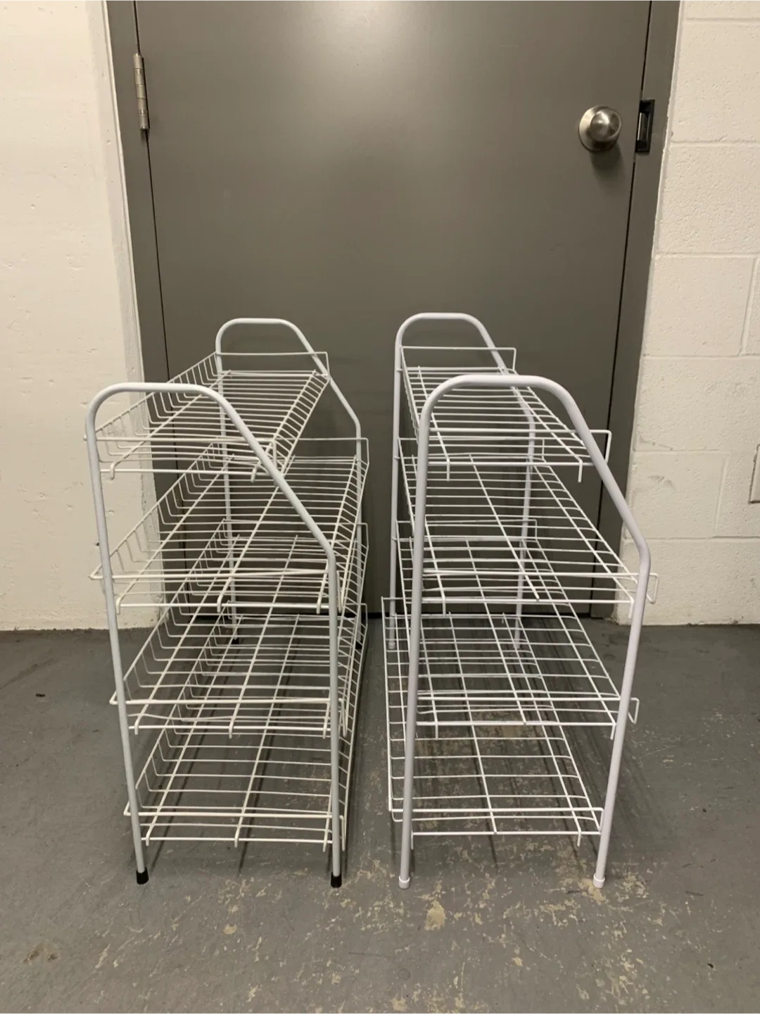 2 White Wire Shoe Racks image indicator(2)