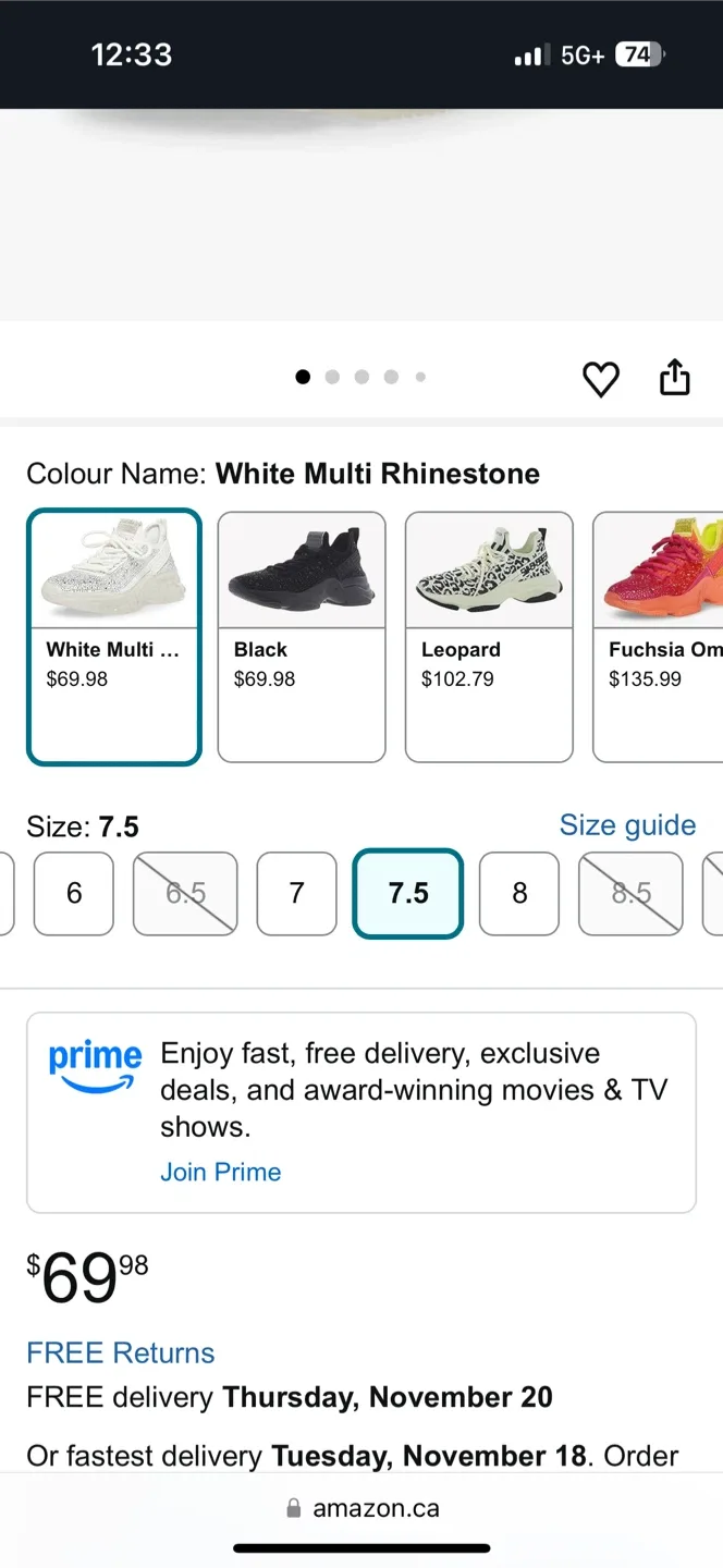 Steve Madden White Rhinestone Sneakers- Size 6 image indicator(3)