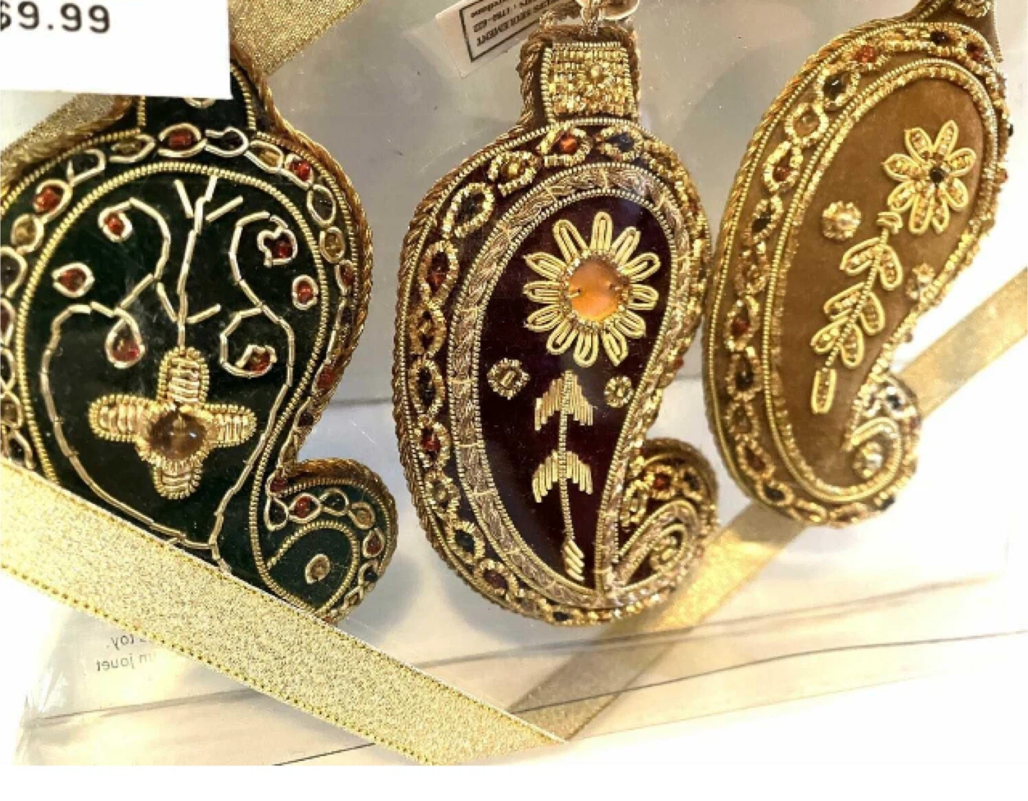 Holiday Ornament - Silk with Zari Embroidery $5 each B5 - photo 2