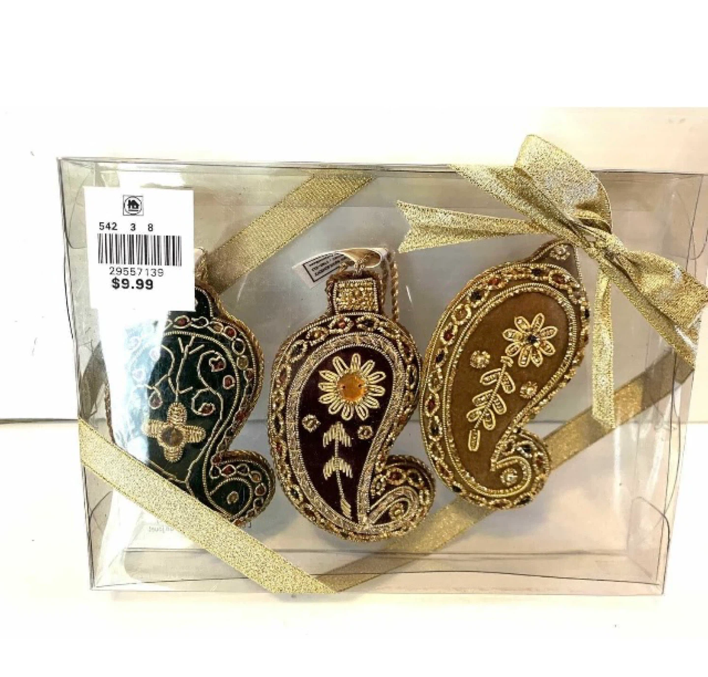 Holiday Ornament - Silk with Zari Embroidery $5 each B5