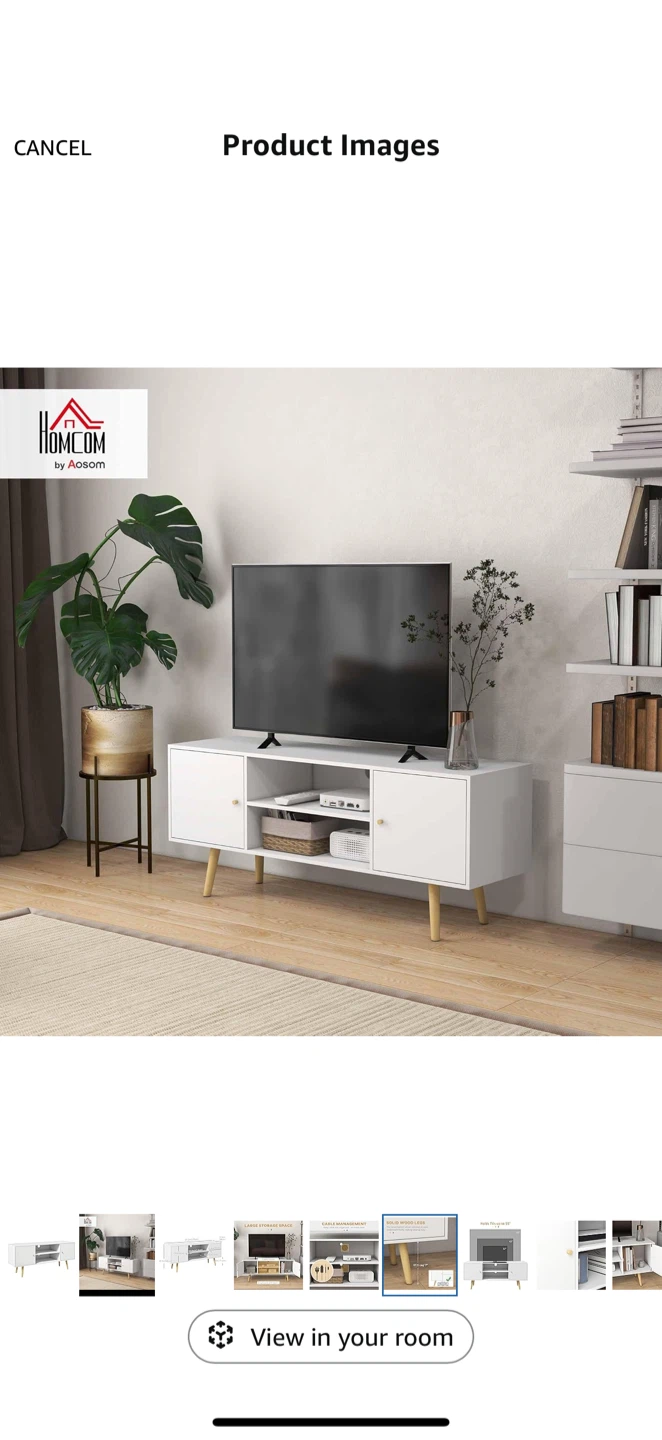 HOMCOM White TV Stand - Fits up to 55" TVs - photo 2