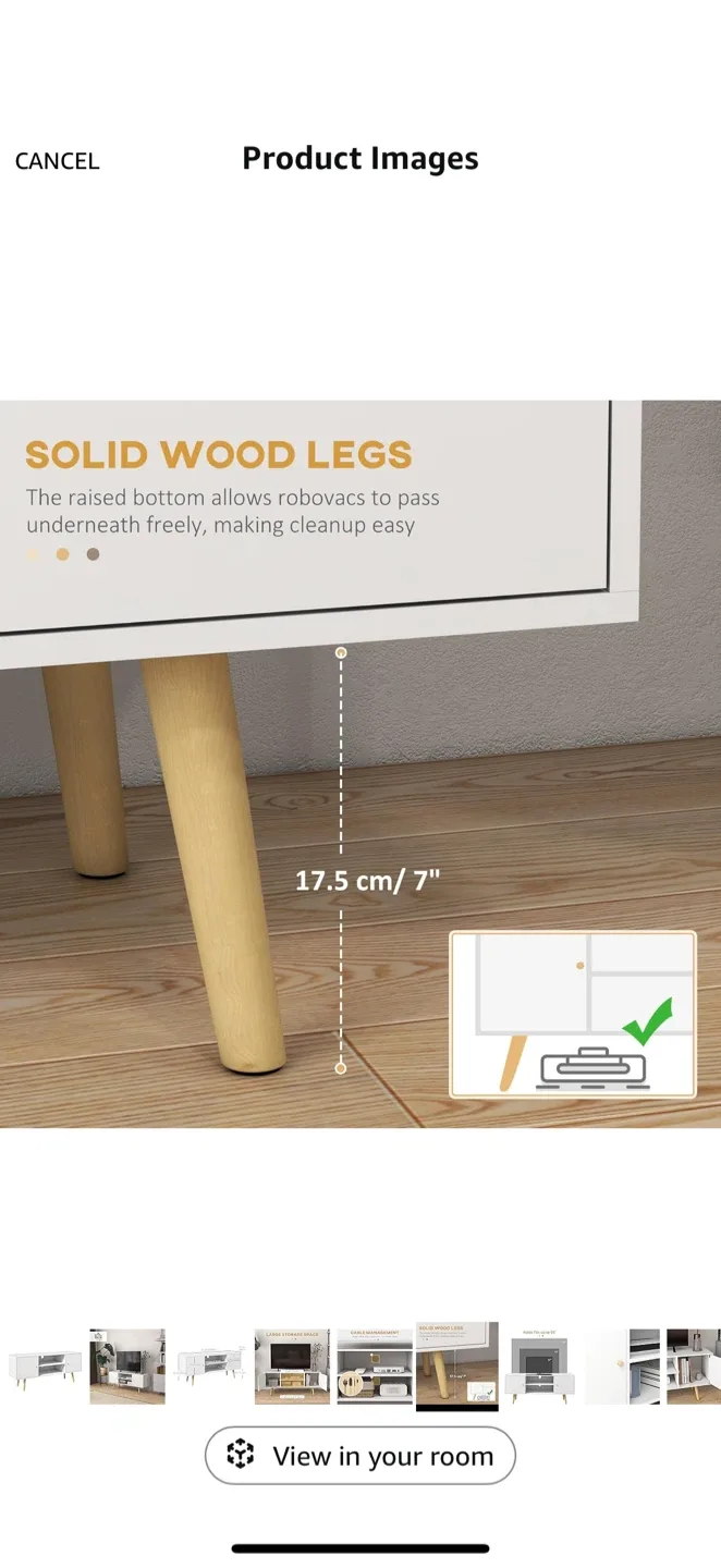 HOMCOM White TV Stand - Fits up to 55" TVs image indicator(4)