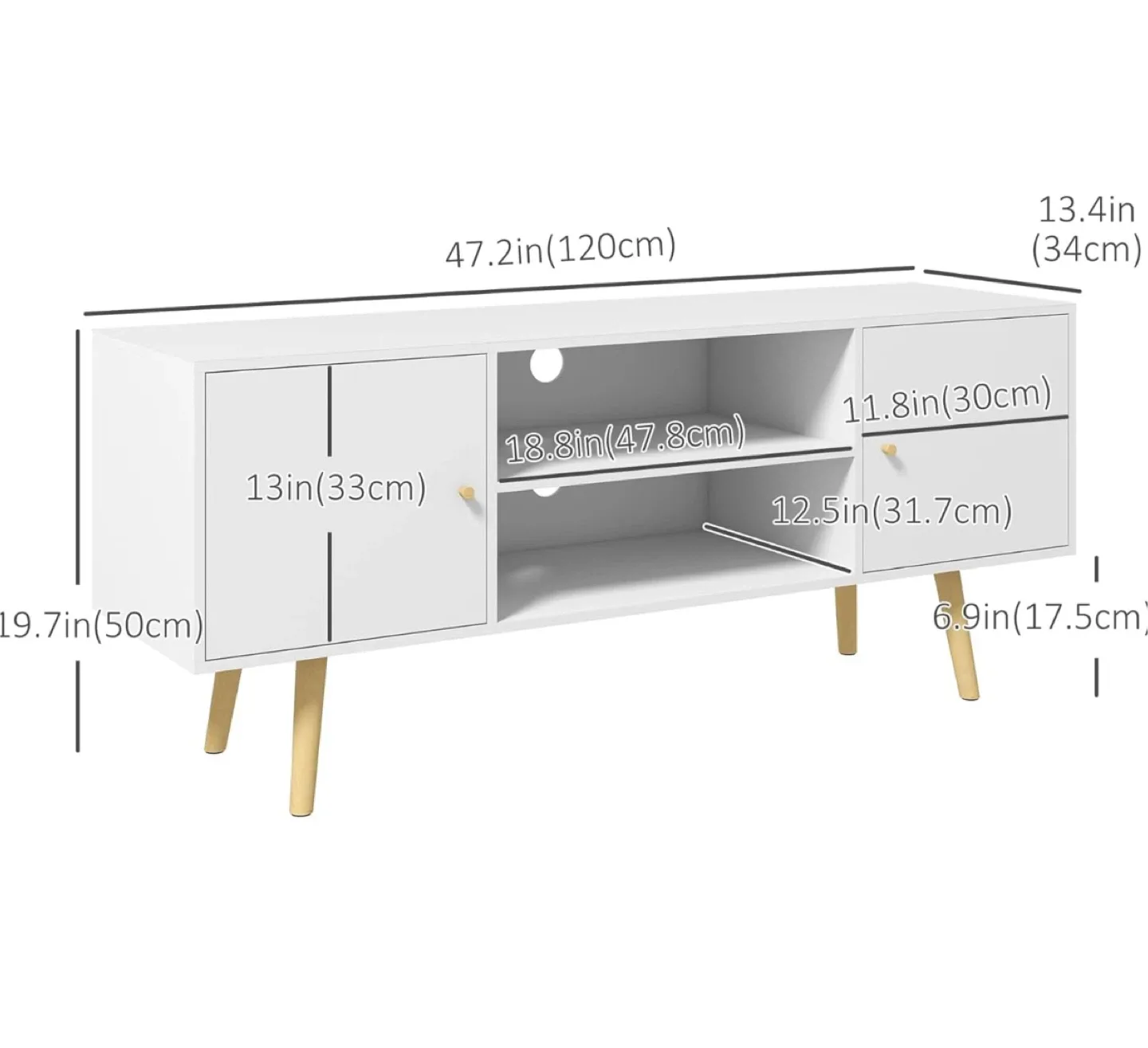 HOMCOM White TV Stand - Fits up to 55" TVs image indicator(3)