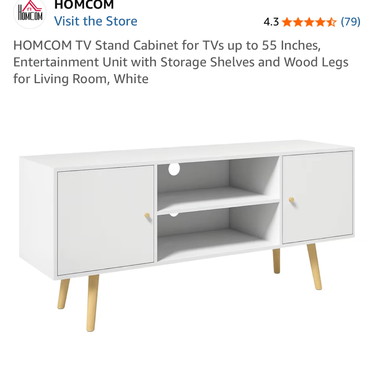 HOMCOM White TV Stand - Fits up to 55" TVs - photo 5