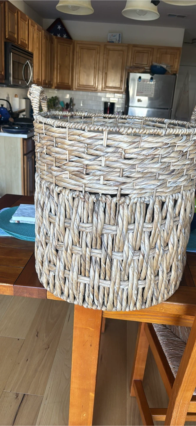 Woven Wicker Storage Basket with Handles