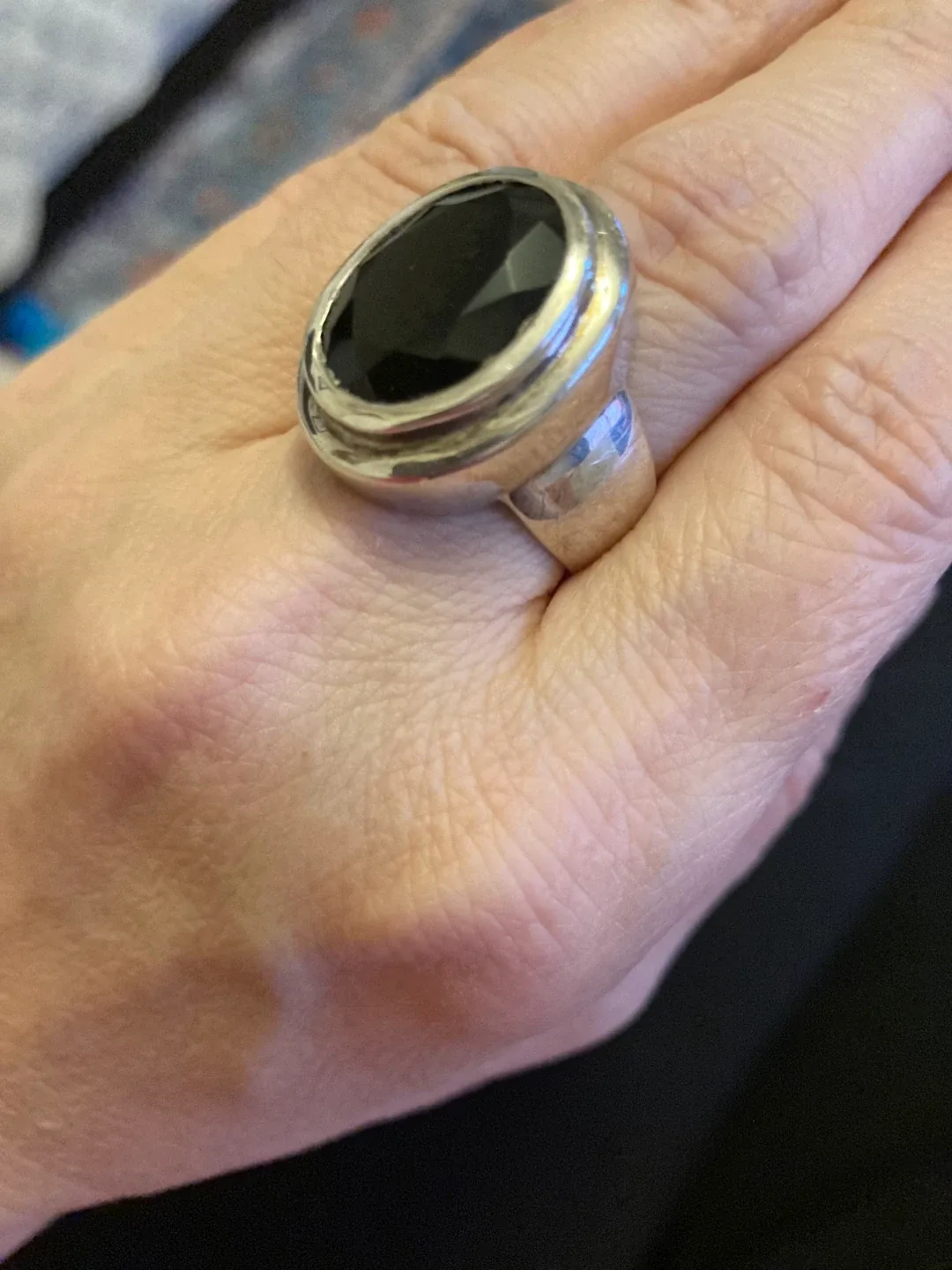 Sterling Silver Ring w/ Black Onyx Size 6.5