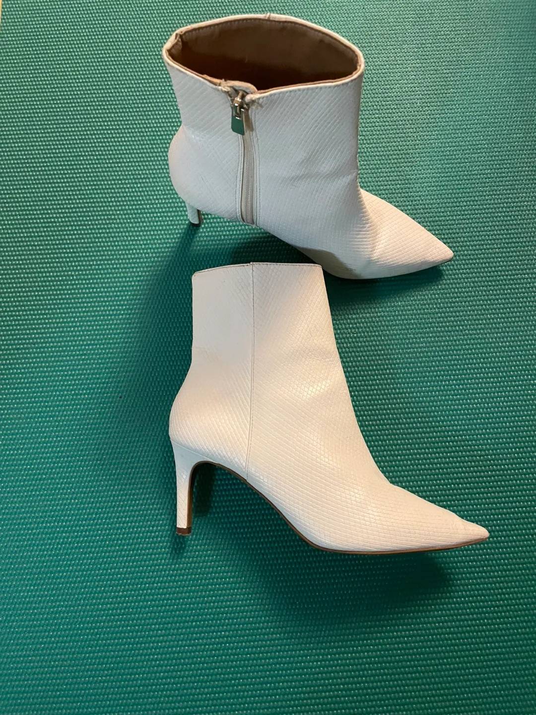 White Ankle Boots, Size 39